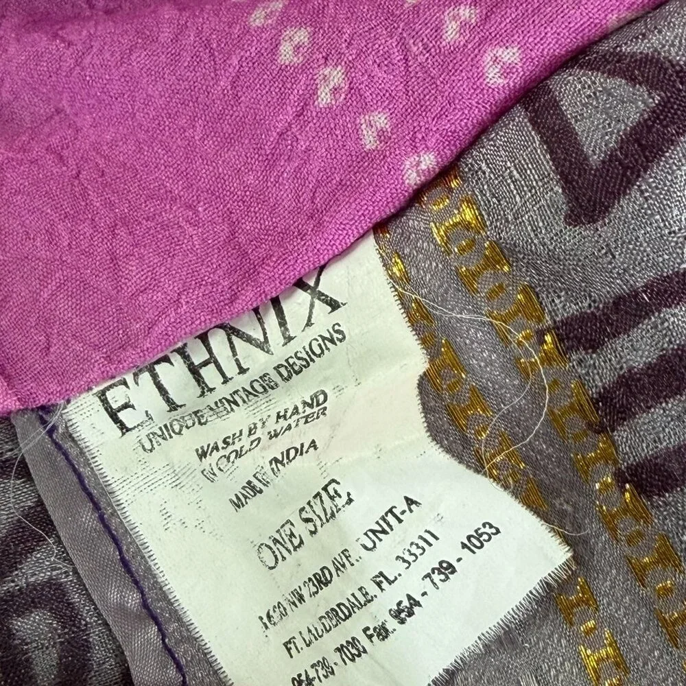 Boho Reversible Wrap Skirt Silk Purple Pink Tie Hippie Indie Fairy Layered - Picture 12 of 12